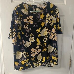 LOFT Black and yellow and Cream Blouse